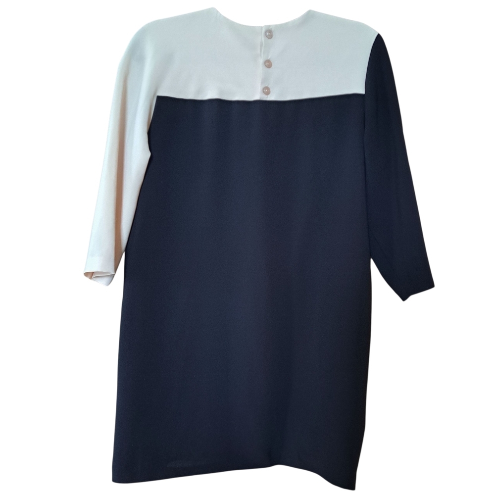 🇨🇦 Valérie Dumaine Colorblock Shift Dress – Black & White – Size M - Picture 2 of 11